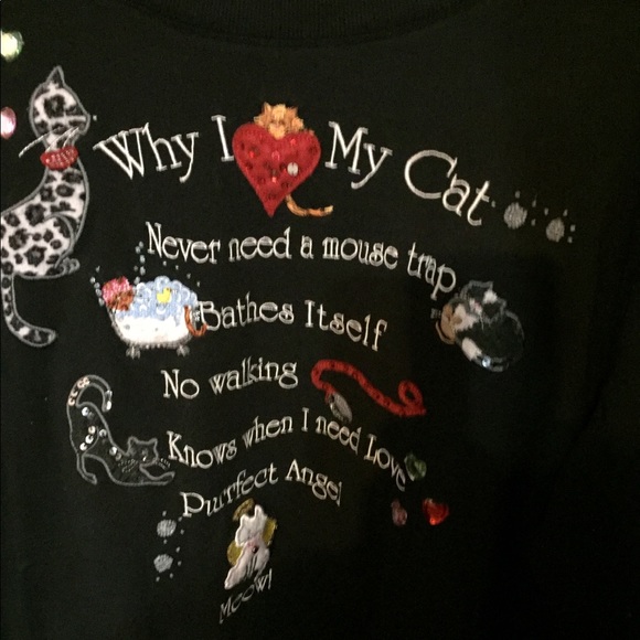 ❤️Love❣️Quacker Factory 60% cotton sweatshirt ❤️ kitties cozy & cute. - Picture 4 of 10